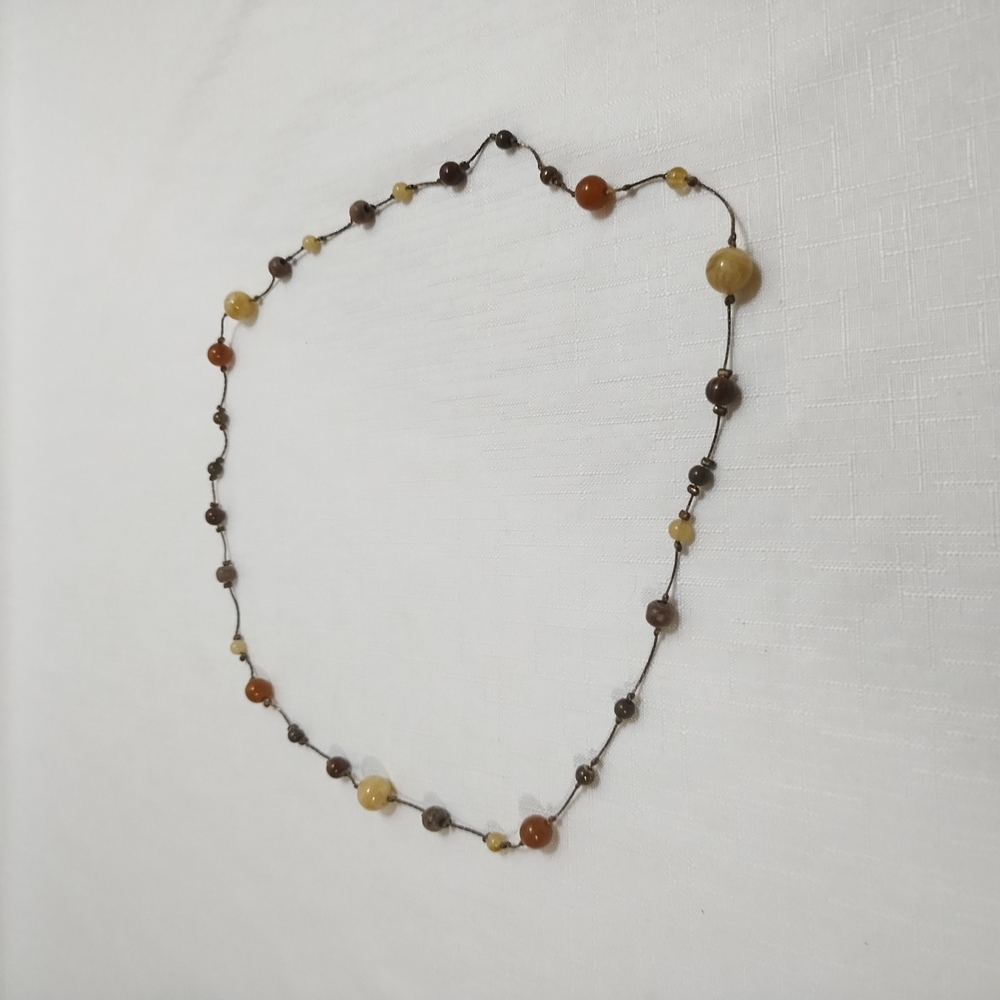 Elegant Beaded Single Strand Necklace in Earth Tones